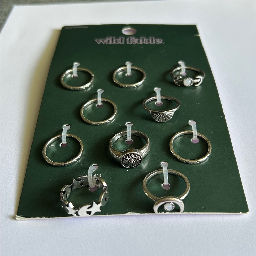 Wild Fable Women’s Silver-Tone Ring Set Assorted Sizes